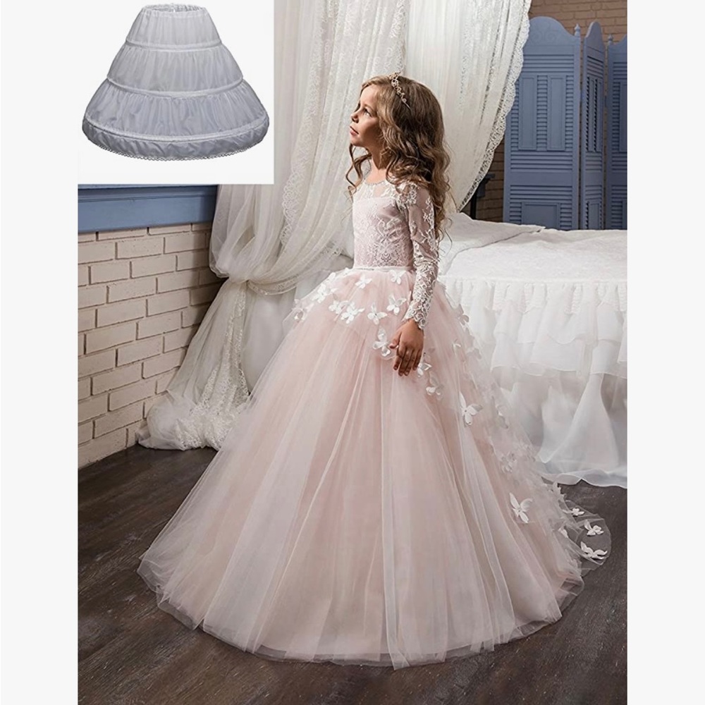 Abaowedding Girls' 3 Hoops Petticoat Full Slip Flower Girl Crinoline Skirt